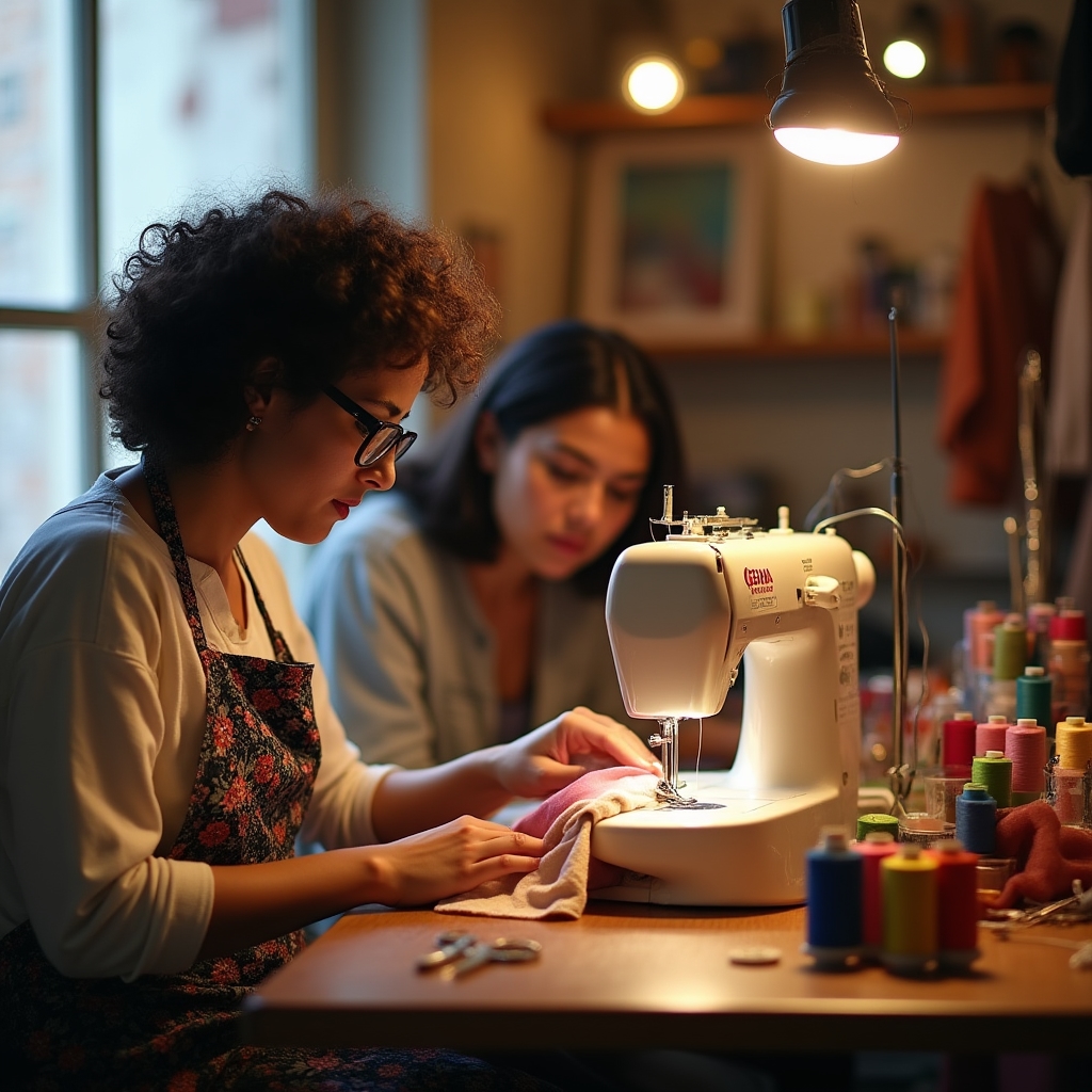Näh-Workshop in einer offenen Werkstatt